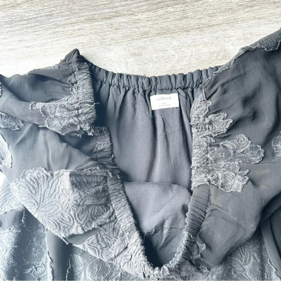 Aritzia Wilfred Mini Dress Floral Applique Off The Shoulders Lace  in Black - Picture 11 of 14